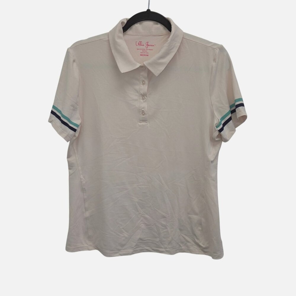 Lillie Green M Ligt Pink Stretch Short-Sleeve Golf Polo Shirt 0881